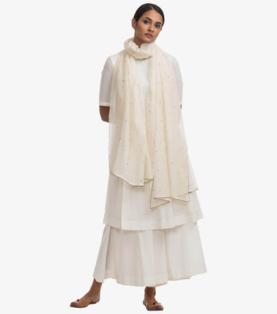 White cotton kurta & Palazzo suit set
