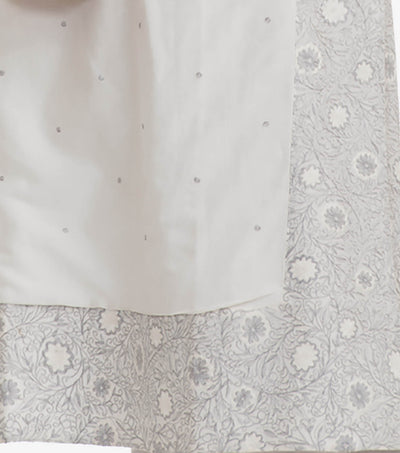 White embroidered cotton silk suit set