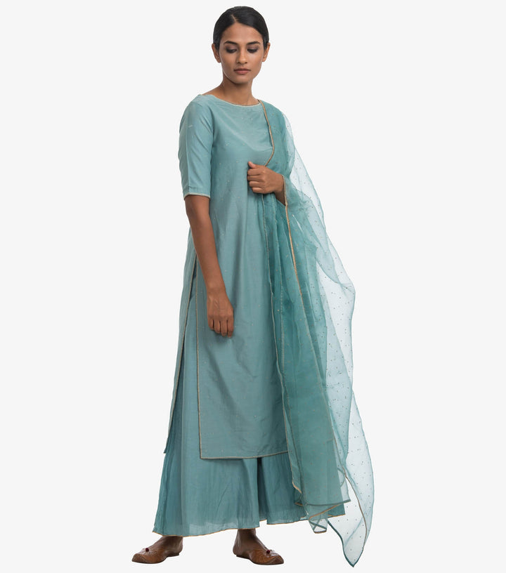 Sky Blue cotton kurta & gharara set