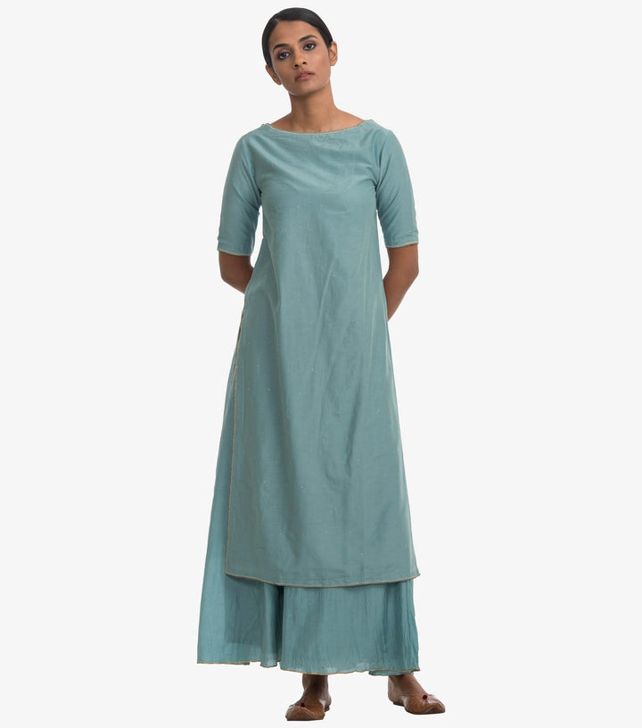 Sky Blue cotton kurta & gharara set