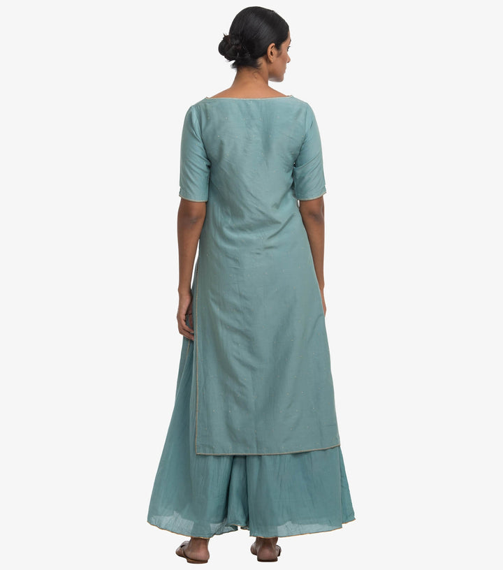 Sky Blue cotton kurta & gharara set