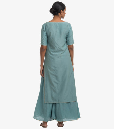 Blue solid cotton kurta set