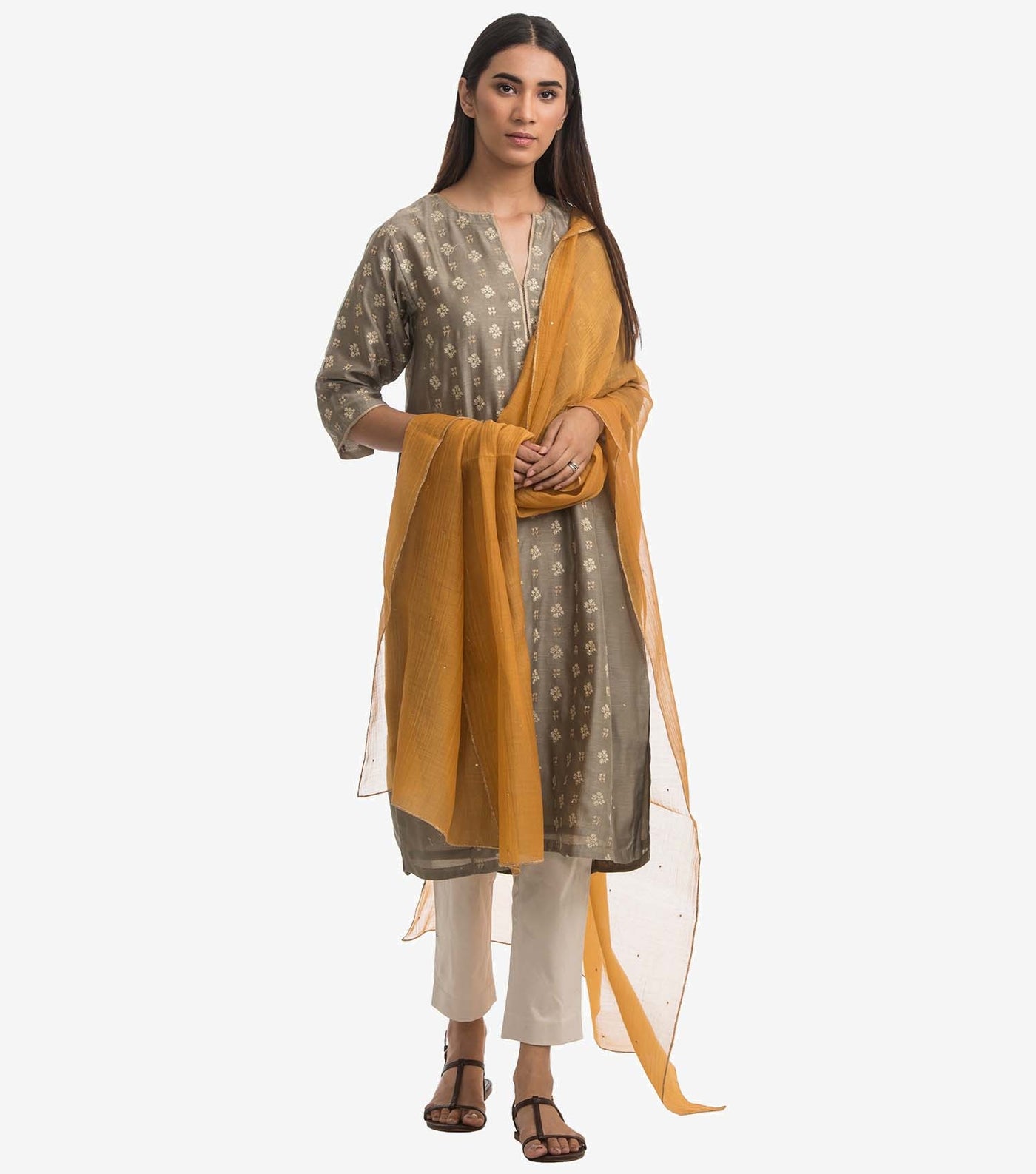 Mustard chanderi dupatta