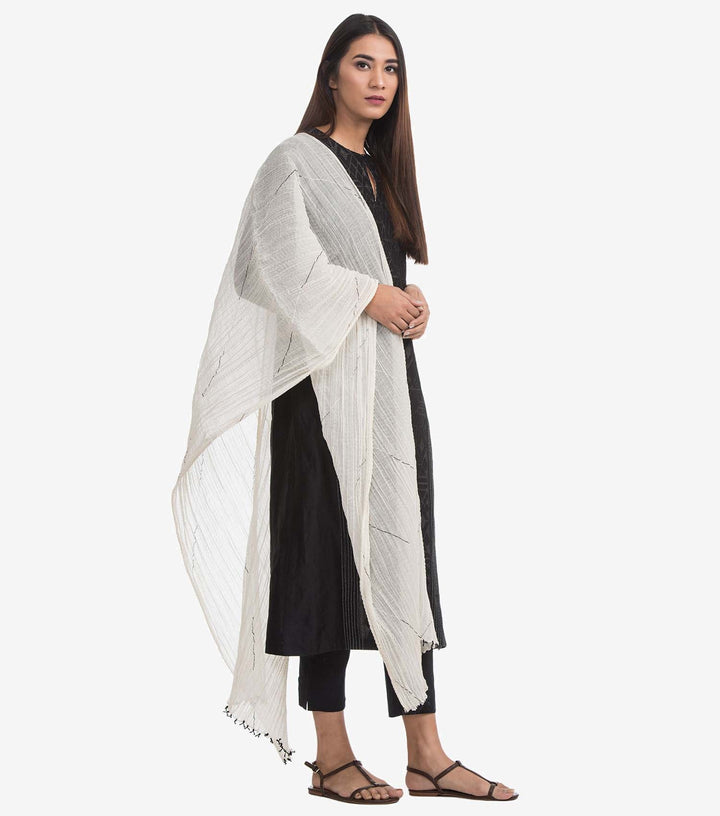 White solid Crinkle dupatta