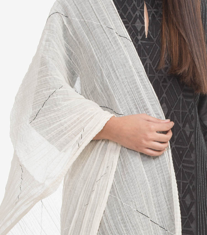 White solid Crinkle dupatta