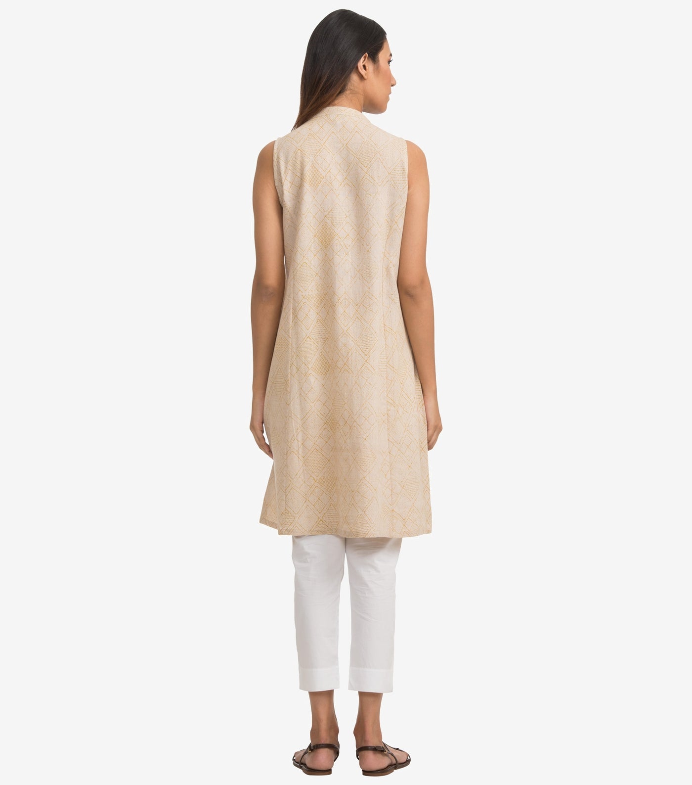 Beige Khadi printed kurta