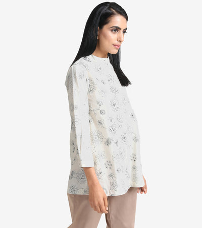 Natural Embroidered Cotton Shirt