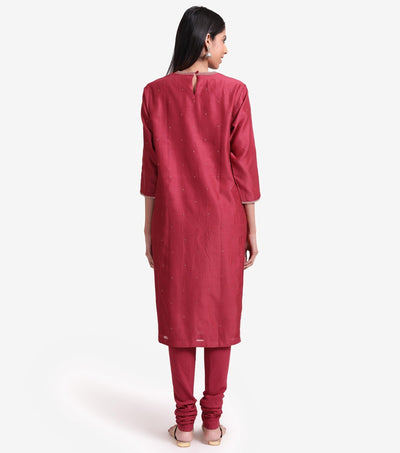 Wine Chanderi kurta set