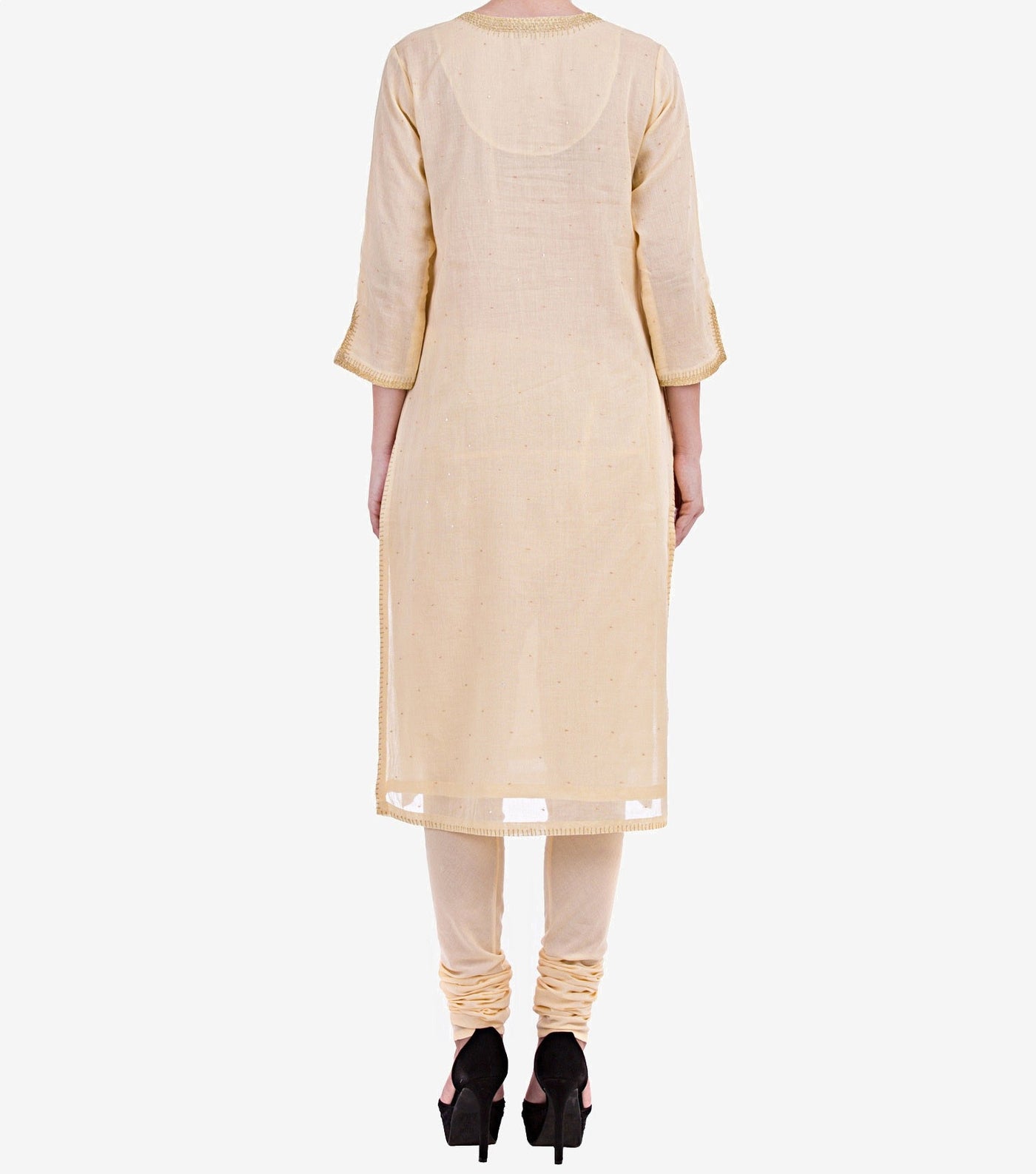 Pale yellow fine cotton kurta