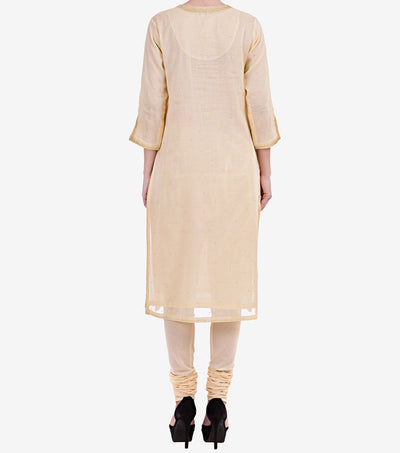 Pale yellow fine cotton kurta