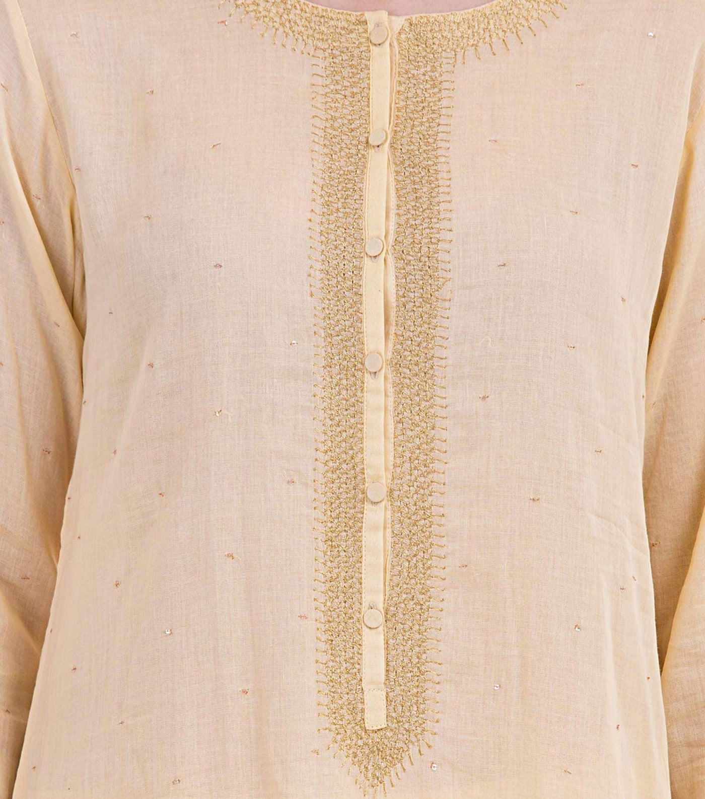 Pale yellow fine cotton kurta
