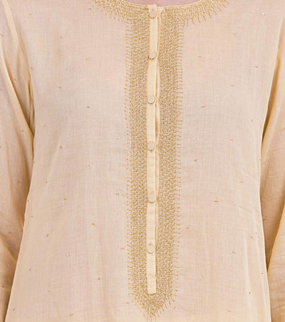 Pale yellow fine cotton kurta